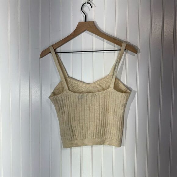 Vero Moda cream knit sweater tank top M chevron Y2K retro preppy chic - Picture 2 of 9